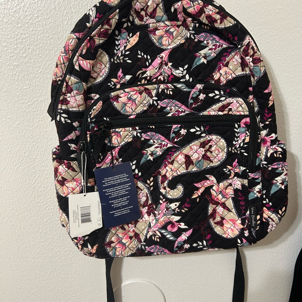 Vera Bradley Black and Pink Paisley Backpack
